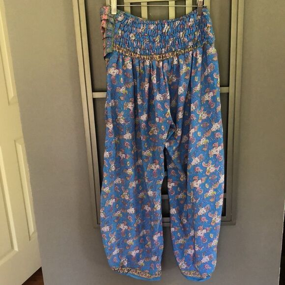 Aller Sumplement Blue printed lightweight harem pants M/L - Picture 6 of 10